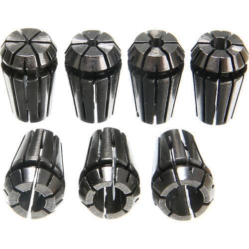 High Strength 7Pcs ER11 Precision Spring Collet Set 1-7mm with ER11A 5mm Extension Rod Motor Shaft Holder For Processing