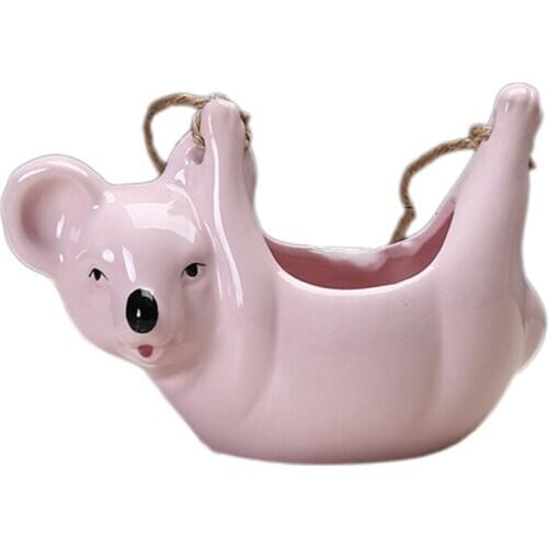 Cartoon Animal Sloth Wall Hanging Vase Koala Ceramic Flower Pot Chlorophytum Potted Home Garden Decoration