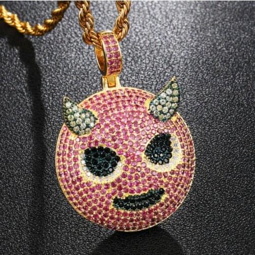 New Fashion European and American Hip-Hop Full Zircon Little Devil Pendant Necklace Birthday Gift