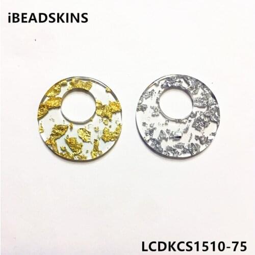 New arrival! 35mm 50pcs/lot Acrylic built-in silver foil effect round-shape charms for earring/Jewelry DIY making