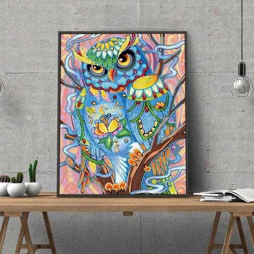 New Diamond Picture diy 5d round beads Mosaic rhinestones Embroidery kits House Decor Owl diamond painting Glowing in the Dark