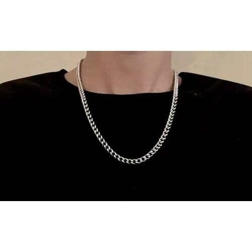 Basic Punk Stainless Steel Necklaces for Women Men Cuban Link Chain Necklace on The Neck Hip Hop Party Jewelry Accessories