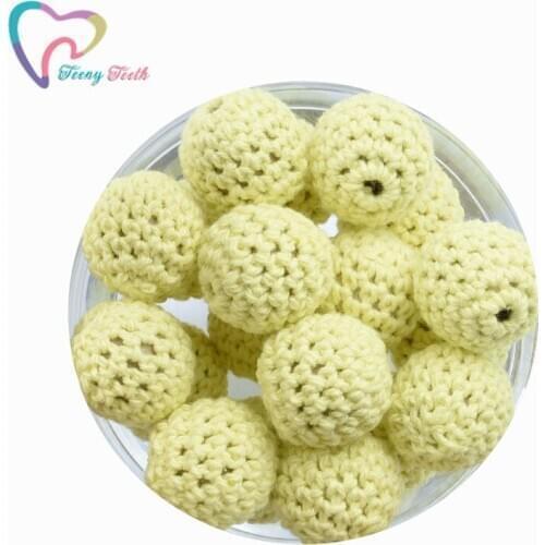 Teeny Teeth Yellow Round 16-20 MM Knitting Crochet Wooden Beads DIY Baby Teething Jewelry Crocheted Teething Loose Wooden Beads