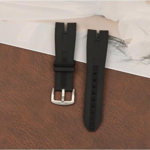 26.5mm Luxury Brand black Nature Rubber Silicone strap band For Roger Dubuis strap for EasyDiver series 46mm dial logo