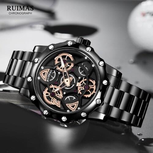 RUIMAS Luxury Stainless Steel Dress Watch for Men Waterproof Quartz Wrist Watch Man часы мужские relogio masculino reloj montre