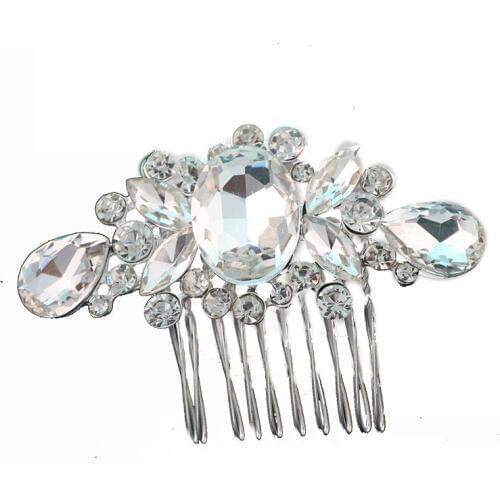 Silver color new luxury full Rhinestone floral bridal headpiece ornament hair comb wedding decoration jewelry accessory