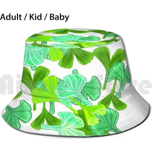 Ginkgo Rain Sun Hat Foldable UV Protection Ginkgo Ginkgo Biloba Ginkgo Draw Leaf Nature Digital Illustration