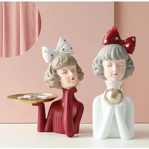 Modern girl resin art statue, Fairy Jewelry, sculpture style, home decoration, table figure