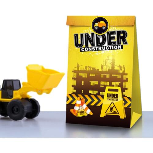 12pcs Construction Excavator Vehicle Favor Box Gift Box Paper Bags Birthday Party Decoration Event Party Supplies Candy Box