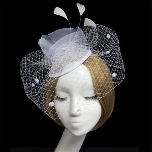 Womens Fascinators Hat Fashion Feathe Hat Cocktail Party Hat Hair Clip Headband Feather Clip Hat Flower Lady Veil Wedding Decor
