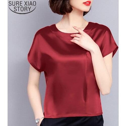Women Summer Tops Fashion Woman Blouses 2021 Chiffon Blouse Shirt Solid Silk Plus Size 3XL 4XL Chiffon Shirt Women Blusa 0425 40