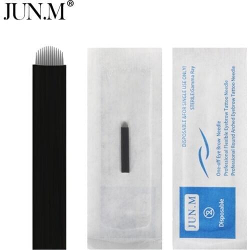 0.2mm 500pcs 14 Pin U shape Permanent Makeup Eyebrow Tattoo Needles Blade For 3D Embroidery Microblading Tattoo Pen accessory-B5