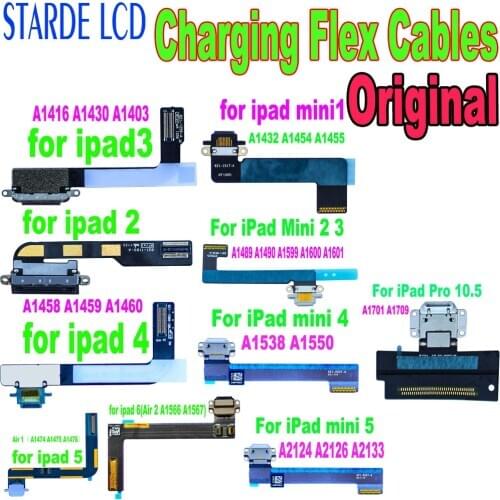 1pcs Charging Port Flex Cables For ipad 2 3 4 5 6 mini air USB Charger Connector Rear Plug Socket Dock Charging Flex Cable Part
