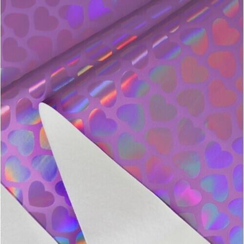 10 yards roll eco-friendly laser heart PU leather 0.7mm holographic leather bag storage bag, artificial leather fabric wholesale