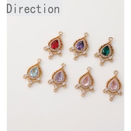 14*25mm hollow hanging plating color-preserving zircon micro-inlaid water drop tassel pendant diy handmade ear jewelry material