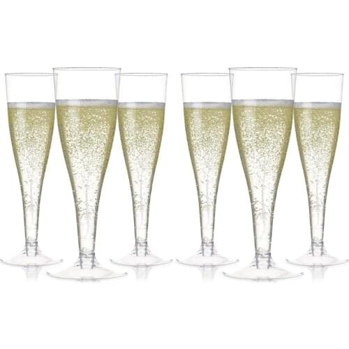 6pcs Plastic Champagne Flutes Disposable Clear Cups Toasting Glasses Wedding Baby Shower Party Supplies