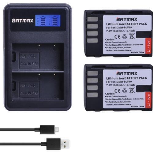 2Pcs 1860MaH DMW-BLF19 DMW BLF19 BLF19E DMW-BLF19e DMW-BLF19PP Battery+ LCD Dual USB Charger for Panasonic Lumix GH3 GH4 GH5 G9