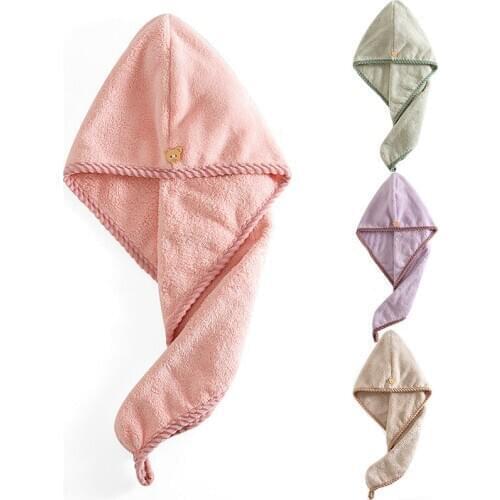Microfiber Bath Towel Fast Drying Salon Towel Hat Quick Dry Turban Wrap Towel Hat Cute Womens Long Hair Hair-drying Shower Caps