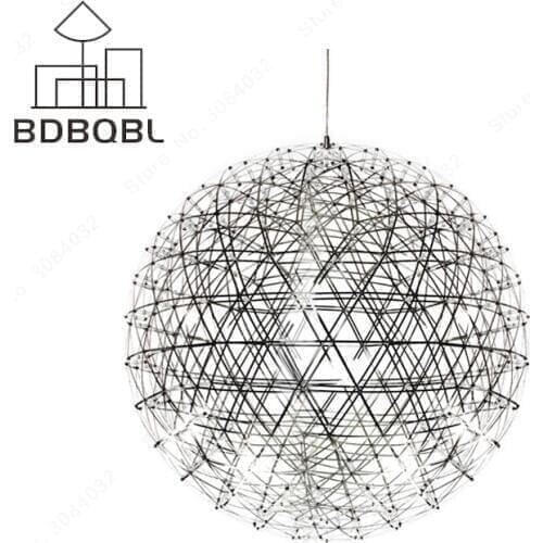 BDBQBL Spark Ball LED Pendant Lamp Stainless Steel Ball Firework Pendant Light Modern Brief Restaurant Hotel Lighting Hanglamp