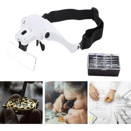Reading Magnifier Hands Free Headband Magnifying Glass USB Charging Head Magnifier With LED Light For Jewelry Reading