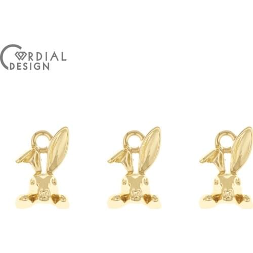 Cordial Design 100Pcs 10*15MM Jewelry Accessories/DIY Charms/Earrings Pendant/Rabbit Shape/Hand Made/Jewelry Findings Components