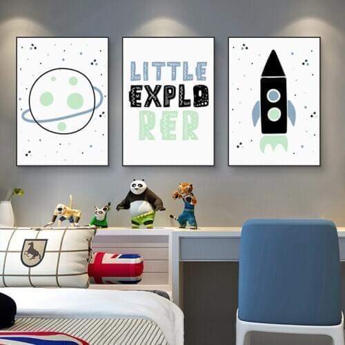 Nursery Quote Canvas Wall Art Posters Prints Rocket Painting Kids Bedroom Picture for Children Boy Living Room Decoration Art