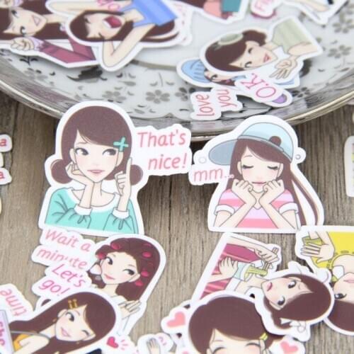40pcs Beautiful Girl Daily Life Dialogue Scrapbooking Stickers Women Lady Decorative DIY Paper for Crafts Decals Diary Deco