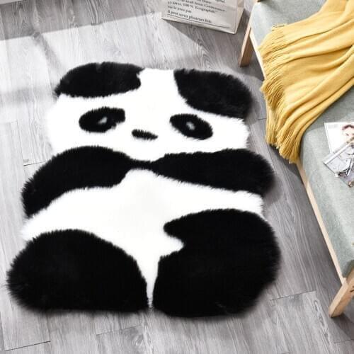 Faux Tiger Sheepskin Soft Rug Cartoon Animal Shape Fluffy Floor Carpet Anti-Slip Panda Mats For Home Decoration Kids Room