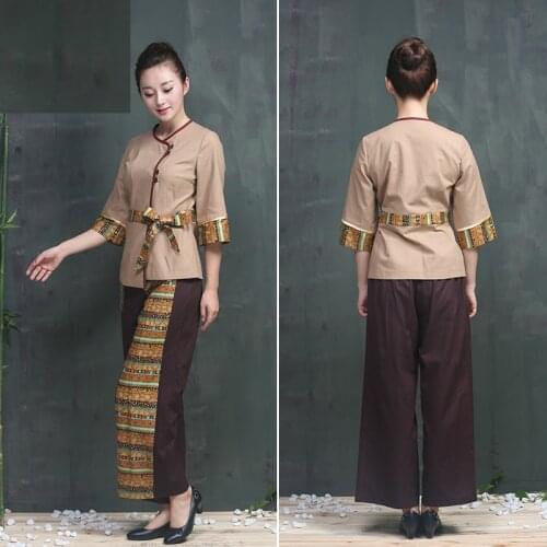 Cotton Linen Nail Salon Uniform Spa Uniform for Beauty Salon Cosmetologist Thai Massage Smocks Foot Bath Technician Costume