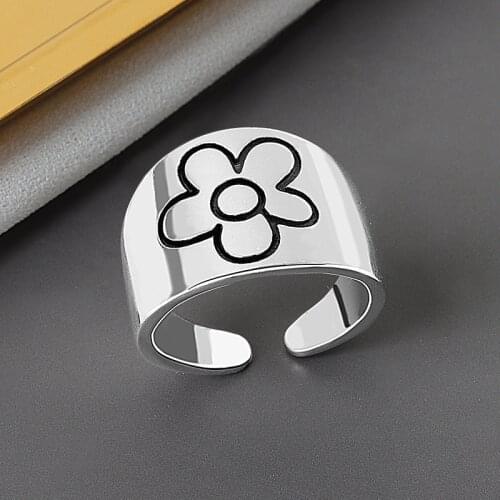 Punk Style Ring Opening Resizable Demon Simple Flower Rings For Artistic Design Retro Men Grilfriend Party Gifts