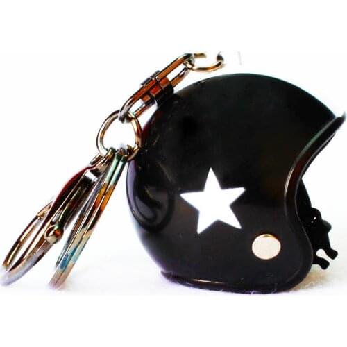 Creative Black Color Motorcycle Safety Helmets Keychain Women Men Car Auto Five-star Keyring Pendant Classic Helmet Holder A548