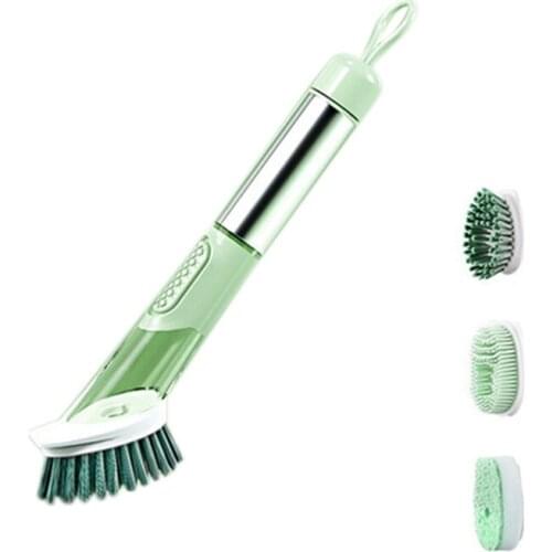 Kitchen Cleaning Brush 2 in 1 Long Handle Cleaing Brush with Removable Brush Sponge Dispenser Dishwashing Brush