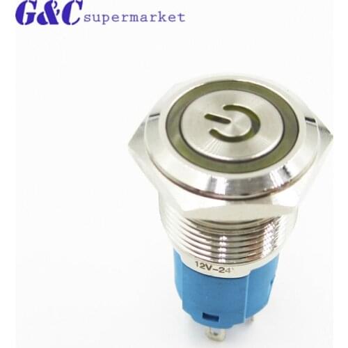 16mm Momentary Brass Nickel Plated Metal Doorbell Bell Horn Power Push Button Switch Screw Car Auto Engine PC Power Start