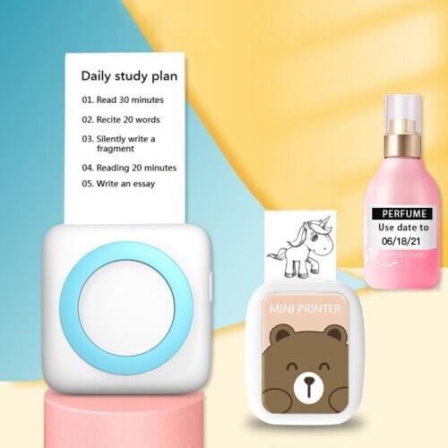 Mini Pocket Printer Portable Bluetooth Wireless Printer 57*D30mm Thermal Paper Label Printing Sticker Photo Memo Printing