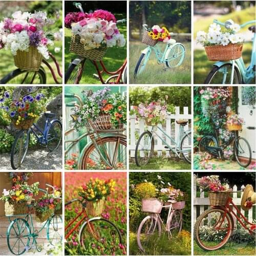 MomoArt 5D DIY Diamond Painting Bicycle Handmade Hobby Gift Diamond Embroidery Landscape Mosaic Sale Wall Art Decorations