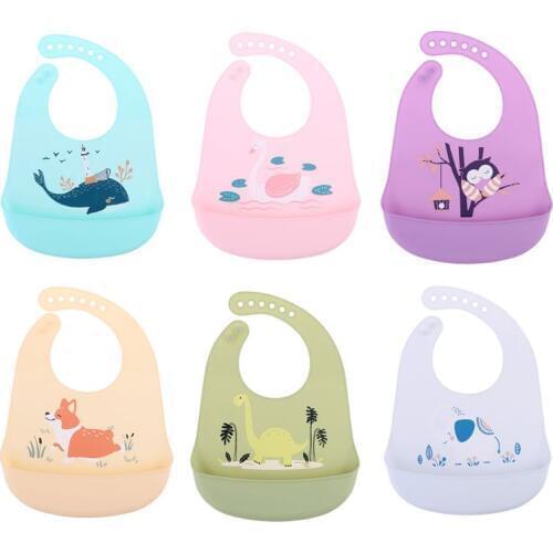 Cartoon Adjustable Toddlers Baby Feeding Saliva Towel Children Kids Waterproof Silicone Bibs Burp Cloth D7YD