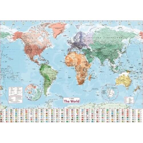 Home Decoration 100x70cm Wall Sticker World Map LARGE MAP OF THE WORLD POSTER with Country Flags Wall Chart Room Decoration
