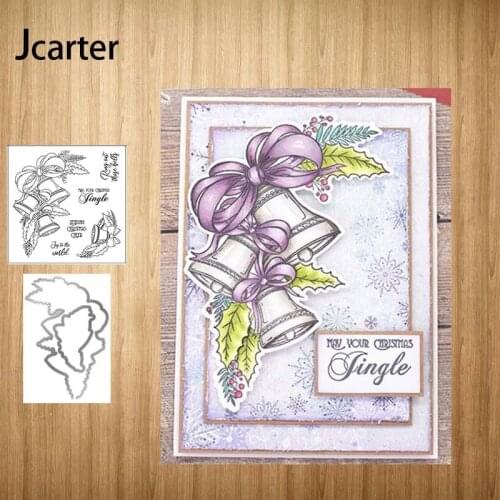 New Design Bells Ribbon Leaves Metal Cutting Dies and Clear Stamps Craft Stencil Scrapbooking Album Paper Make Template Decor