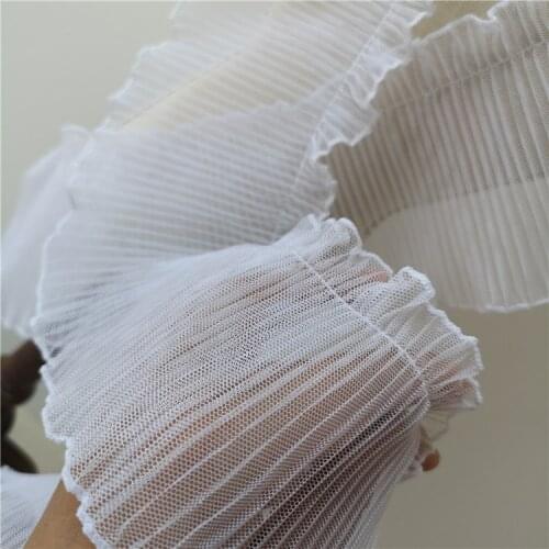 5Meters/lot 10cm 7Colors Single Layer Net 2 Side Crocheted Encrypted Mesh Pleated Lace Accessories Good for Decoration X277