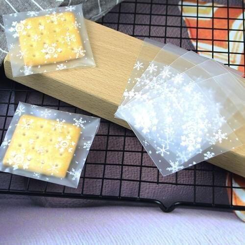 Cookie Bags Candy Bags Thicken Frosted Snowflake Self-Adhesive DIY Baking Pastry 100PCS Biscuit Package Wedding Party Supplies