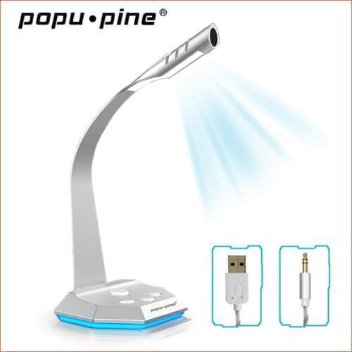PopuPine Computer Microphone Recording 3.5mm USB Wired Metal Professional PC Microphone For Laptop