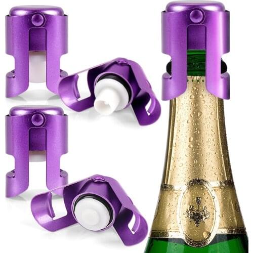 1Pcs Purple Champagne Stopper Stainless Steel Wine Bottle Sealer Sparkling Wine Bottle Cap Sealer Leak-Proof Bubble Cap