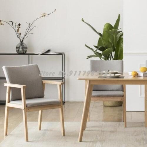 Simple solid wood dining chair household stool backrest armchair makeup chair Japanese restaurant leisure computer desk chair