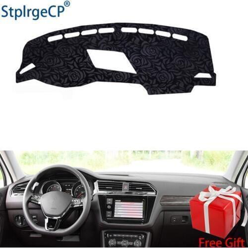 Rose Pattern Non-slip Car Dashboard Cover Dash Mat Pad DashMat ANti-UV Car Sticker for Volkswagen tiguan L 2017-2019 Car Styling