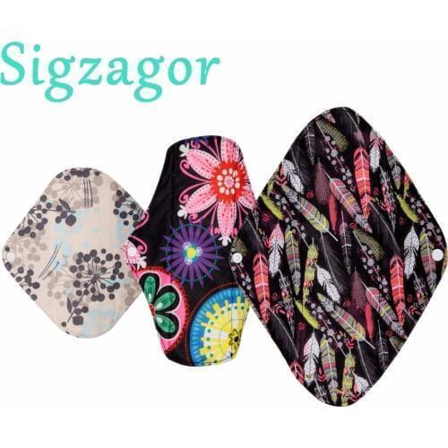 [Sigzagor]S M L Cloth Menstrual Pad Mama Cloth Sanitary BAMBOO Reusable Washable Panty Liner Regulr Heavy Flow
