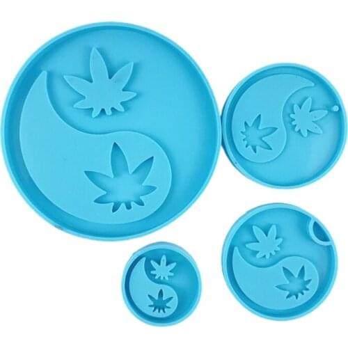 Tai Chi Maple Leaf Coaster Cup Mat Epoxy Resin Mold Phone Sticker Decoration Silicone Mould DIY Crafts Jewelry Keychain Pendant