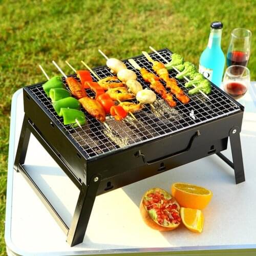 Outdoor BBQ Grill Stainless Steel Portable Folding BBQ Grill Camping Grill Household Mini Charcoal Grill Stove 2021 New DROPSHIP