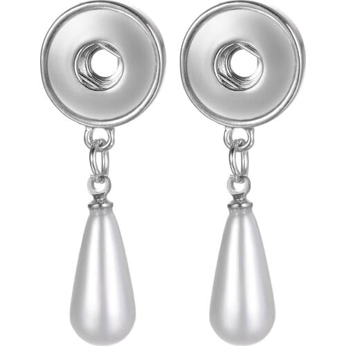 Vocheng Statement DIY Snap Button Pearl Drop Dangle Earrings For Women Fit 12mm Petite Snap Fashion Jewelry NN-748