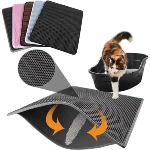 Pet Cat Litter Mat Waterproof EVA Double Layer Cat Litter Trapping Pet Litter Box Mat Clean Pad Products For Cats Accessories