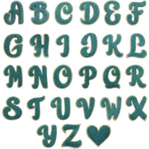 26 English Letters Alphabet Towel Embroidered Patches For Clothing Bags Jacket Sew On Accessories DIY Boys Name Patch Applique